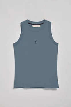 Polo Club T-Shirts*T-shirt basique bleu sans manches à col ras du cou avec un logo brodé Rigby Go Denim