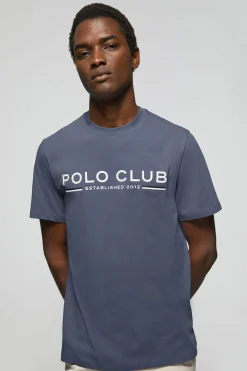 Polo Club T-Shirts*T-shirt basique bleu avec un imprimé signature sur la poitrine Denim