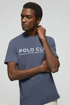Polo Club T-Shirts*T-shirt basique bleu avec un imprimé signature sur la poitrine Denim