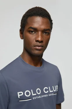 Polo Club T-Shirts*T-shirt basique bleu avec un imprimé signature sur la poitrine Denim