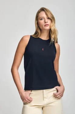 Polo Club T-Shirts*T-shirt basique sans manches à col ras du cou avec un logo brodé Rigby Go Bleu Marine