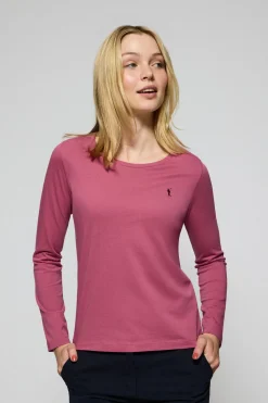 Polo Club T-Shirts*T-shirt basique couleur lie-de-vin à manches longues avec logo Rigby Go Rosa Vino