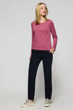 Polo Club T-Shirts*T-shirt basique couleur lie-de-vin à manches longues avec logo Rigby Go Rosa Vino