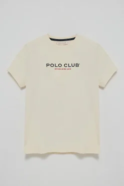 Polo Club T-Shirts*T-shirt basique écru à logo caoutchouté Beige