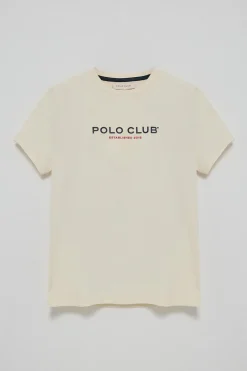 Polo Club T-Shirts*T-shirt basique écru à logo caoutchouté Beige