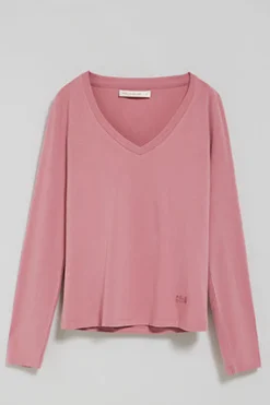Polo Club T-Shirts*T-shirt basique rose pastel à col en V avec logo caoutchouté Rose poudré