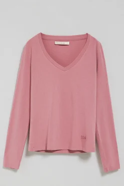 Polo Club T-Shirts*T-shirt basique rose pastel à col en V avec logo caoutchouté Rose poudré