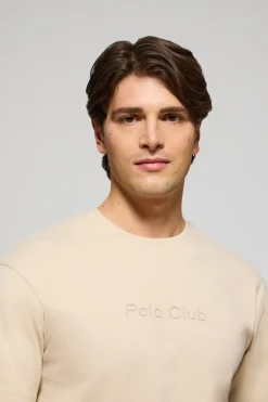 Polo Club T-Shirts*T-shirt à manches courtes et col ras du cou avec logo Beige