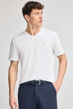 Polo Club T-Shirts*T-shirt à manches courtes et col en V avec broderie Rigby Best Blanc