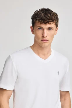 Polo Club T-Shirts*T-shirt à manches courtes et col en V avec broderie Rigby Best Blanc