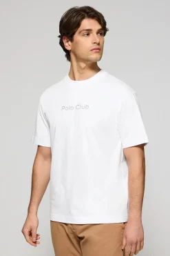 Polo Club T-Shirts*T-shirt à manches courtes et col ras du cou avec logo Blanc