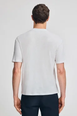 Polo Club T-Shirts*T-shirt en lin et coton col ras du cou avec monogramme brodé Blanc