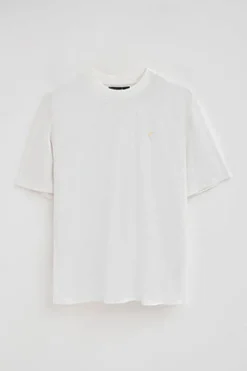 Polo Club T-Shirts*T-shirt en lin et coton col ras du cou avec monogramme brodé Blanc
