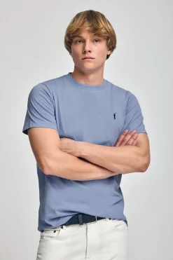 Polo Club T-Shirts*T-shirt bleu à col ras du cou et broderie Rigby Go Bleu Aqua