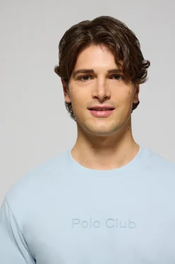 Polo Club T-Shirts*T-shirt bleu clair à manches courtes et col ras du cou avec logo Bleu ciel