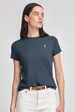 Polo Club T-Shirts*T-shirt bleu à col rond et broderie Rigby Go Denim