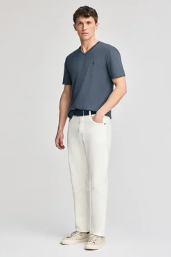 Polo Club T-Shirts*T-shirt bleu à manches courtes et col en V avec broderie Rigby Best Denim