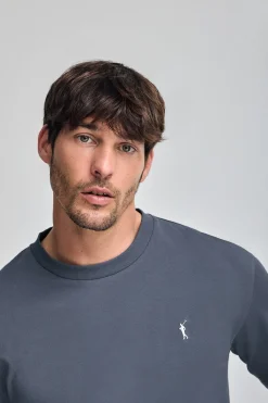 Polo Club T-Shirts*T-shirt bleu à manches longues et brodé Rigby Go Denim