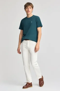 Polo Club T-Shirts*T-shirt bleu en coton flammé à broderie Rigby Go Vert Bleuâtre