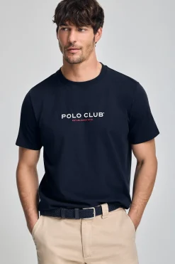 Polo Club T-Shirts*T-shirt à col ras du cou et logo caoutchouté Bleu Marine