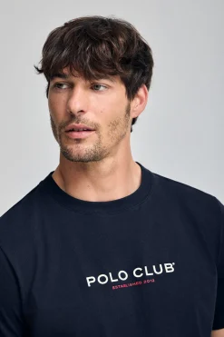 Polo Club T-Shirts*T-shirt à col ras du cou et logo caoutchouté Bleu Marine