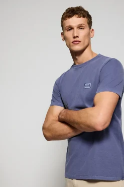 Polo Club T-Shirts*T-shirt à col ras cou teint sur le tissu et logo caoutchouté Bleu océan