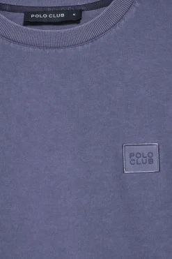Polo Club T-Shirts*T-shirt à col ras cou teint sur le tissu et logo caoutchouté Bleu océan