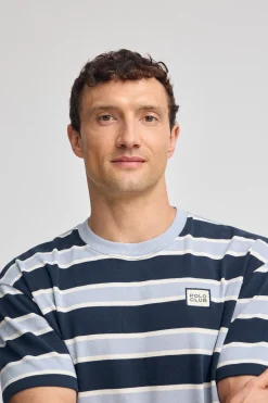 Polo Club T-Shirts*T-shirt bleu rayé avec logo caoutchouté Bleu Marine