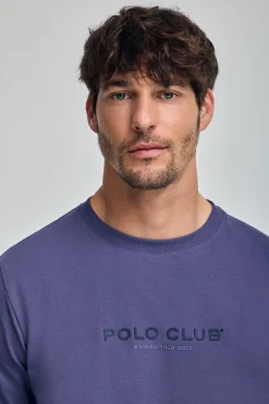 Polo Club T-Shirts*T-shirt à col ras du cou et logo caoutchouté Bleu Violet