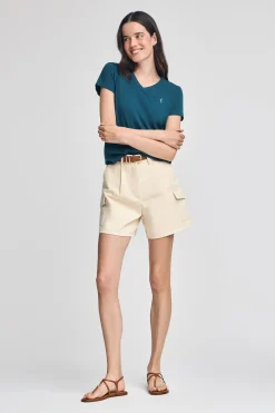 Polo Club T-Shirts*T-shirt bleu-vert à col en V avec broderie Rigby Best Vert Bleuâtre
