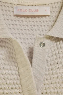 Polo Club Pulls*T-shirt boutonné Lirio avec monogramme brodé Beige