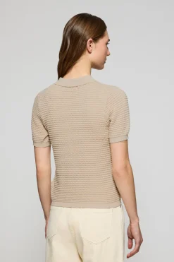 Polo Club Pulls*T-shirt boutonné Lirio avec monogramme brodé Beige