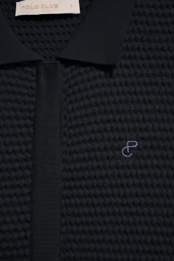 Polo Club Pulls*T-shirt boutonné Lirio avec monogramme brodé Bleu Marine