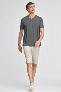Polo Club T-Shirts*T-shirt couleur bitume à manches courtes et col en V avec broderie Rigby Best Asphalte