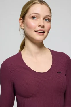 Polo Club T-Shirts*T-shirt couleur prune Penelope avec bouton nacré Ciruela