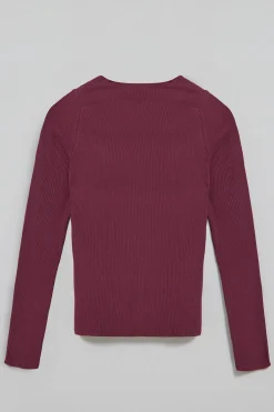 Polo Club T-Shirts*T-shirt couleur prune Penelope avec bouton nacré Ciruela