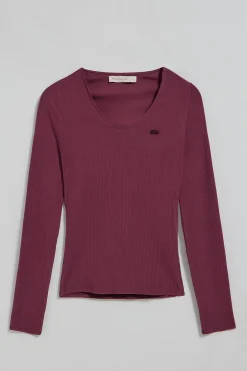 Polo Club T-Shirts*T-shirt couleur prune Penelope avec bouton nacré Ciruela