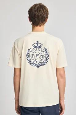 Polo Club T-Shirts*T-shirt écru à col ras du cou et imprimé nautique Beige