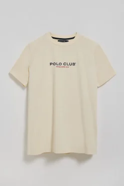 Polo Club T-Shirts*T-shirt écru à col ras du cou et logo caoutchouté Beige
