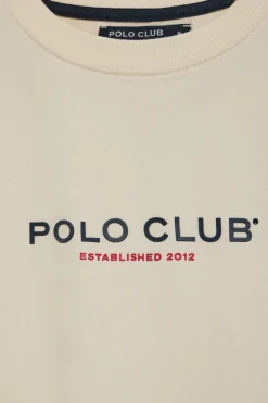 Polo Club T-Shirts*T-shirt écru à col ras du cou et logo caoutchouté Beige