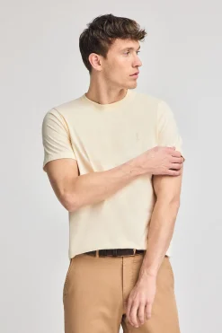 Polo Club T-Shirts*T-shirt écru à col rond et Big Rigby Go caoutchouté Beige