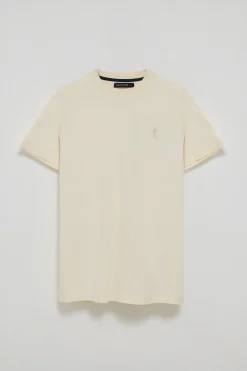 Polo Club T-Shirts*T-shirt écru à col rond et Big Rigby Go caoutchouté Beige