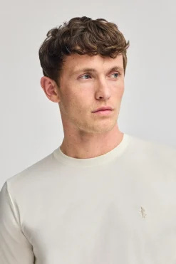 Polo Club T-Shirts*T-shirt écru basique à col rond et broderie Rigby Best Beige
