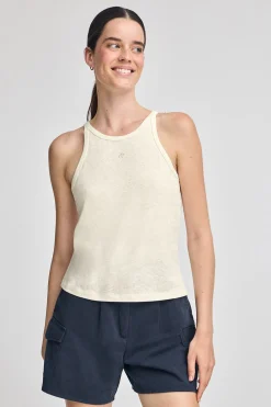 Polo Club T-Shirts*T-shirt écru en lin et coton avec monogramme brodé Beige