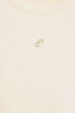 Polo Club T-Shirts*T-shirt écru en lin et coton avec monogramme brodé Beige