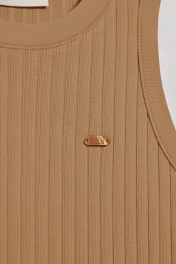 Polo Club T-Shirts*T-shirt débardeur Tamika côtelé avec bouton nacré Camel