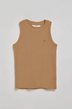 Polo Club T-Shirts*T-shirt débardeur Tamika côtelé avec bouton nacré Camel