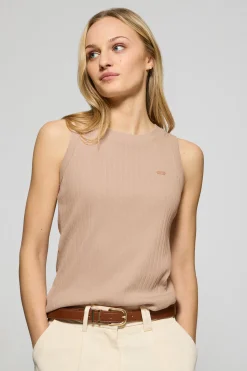 Polo Club T-Shirts*T-shirt débardeur Tamika couleur côtelé avec bouton nacré Maquillage