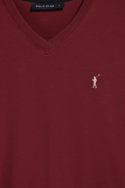 Polo Club T-Shirts*T-shirt à col en V et logo brodé Rigby Go Grenat