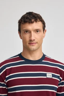Polo Club T-Shirts*T-shirt et bleu rayé à logo caoutchouté Grenat